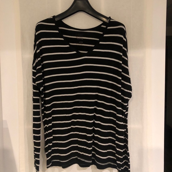 Super Soft Long Sleeve V Neck Striped Shirt - Picture 1 of 2